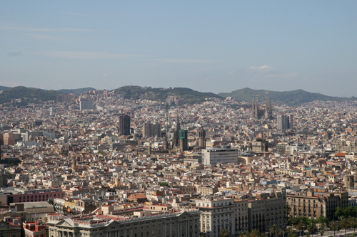 Blick vom Torre de Jaume I. der Schwebebahn Transbordador Aeri